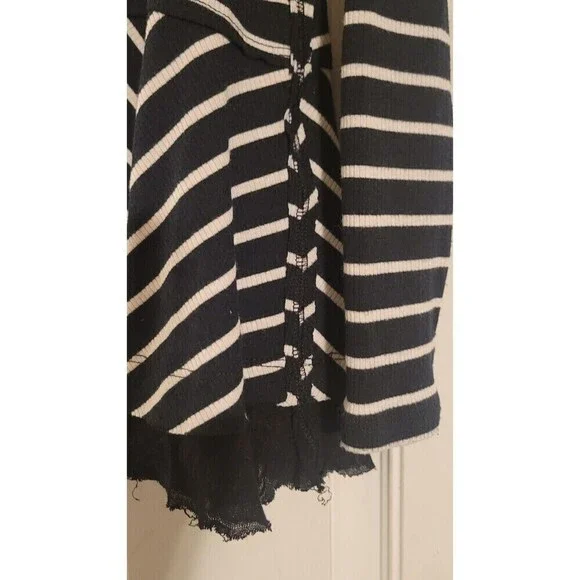 Free People We The Free Tangerine Black and White Striped Peplum Top Size Small - Picture 4 of 12